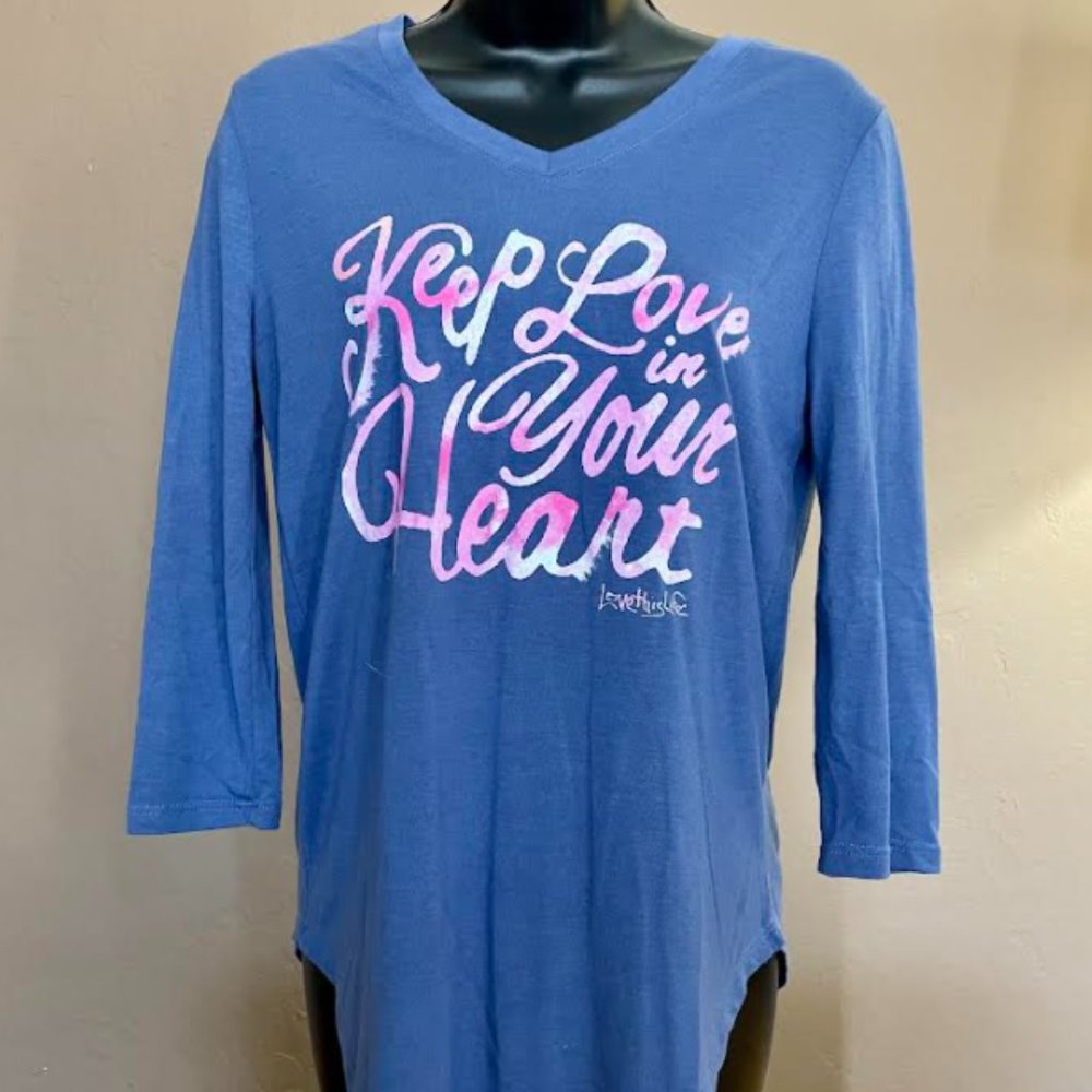 Quarter Sleeve Periwinkle Graphic Tee